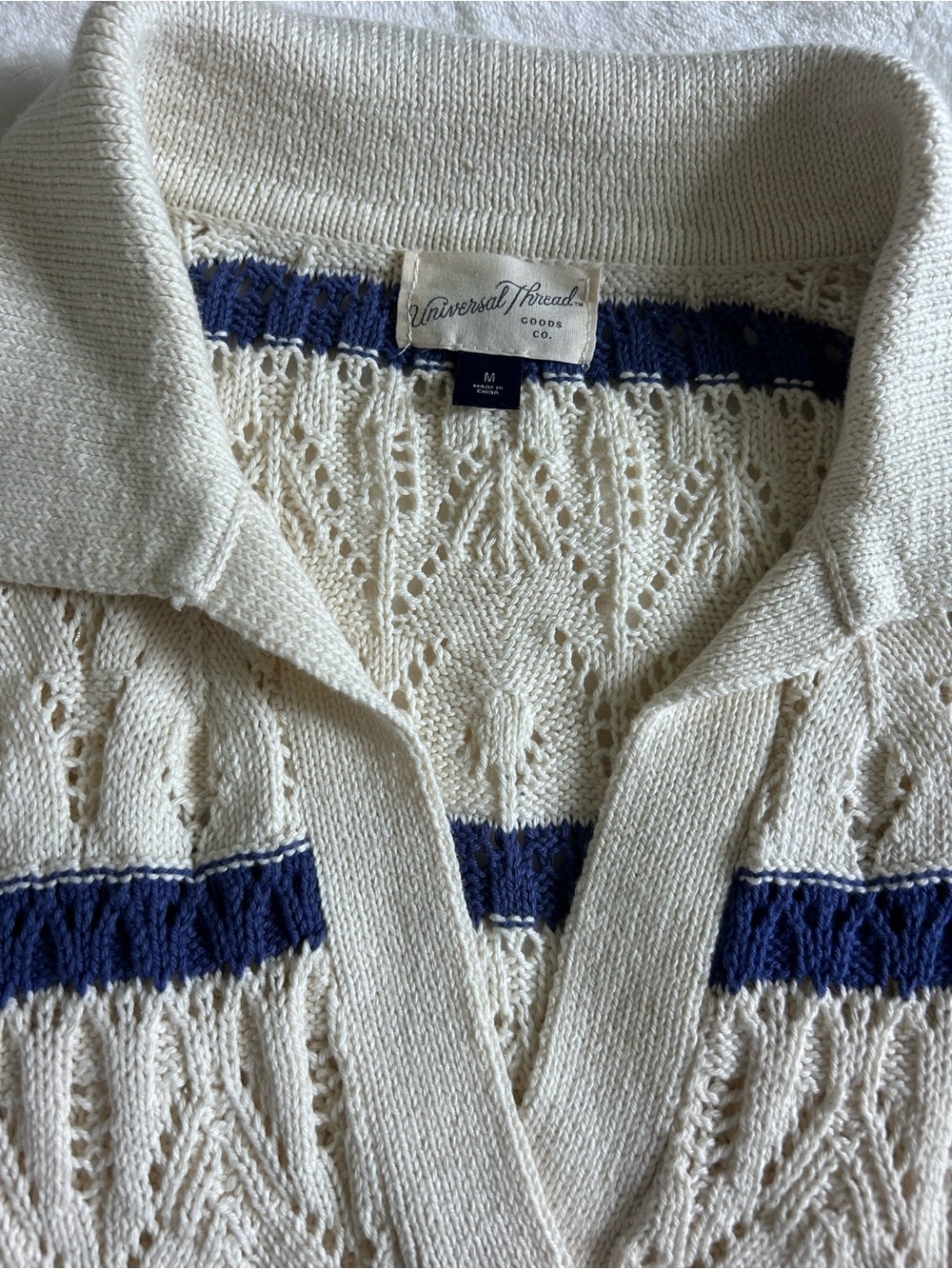 Cream Airy Open-Knit Lightweight Sweater Coastal Cottagecore Beachy Medium - Picture 10 of 14